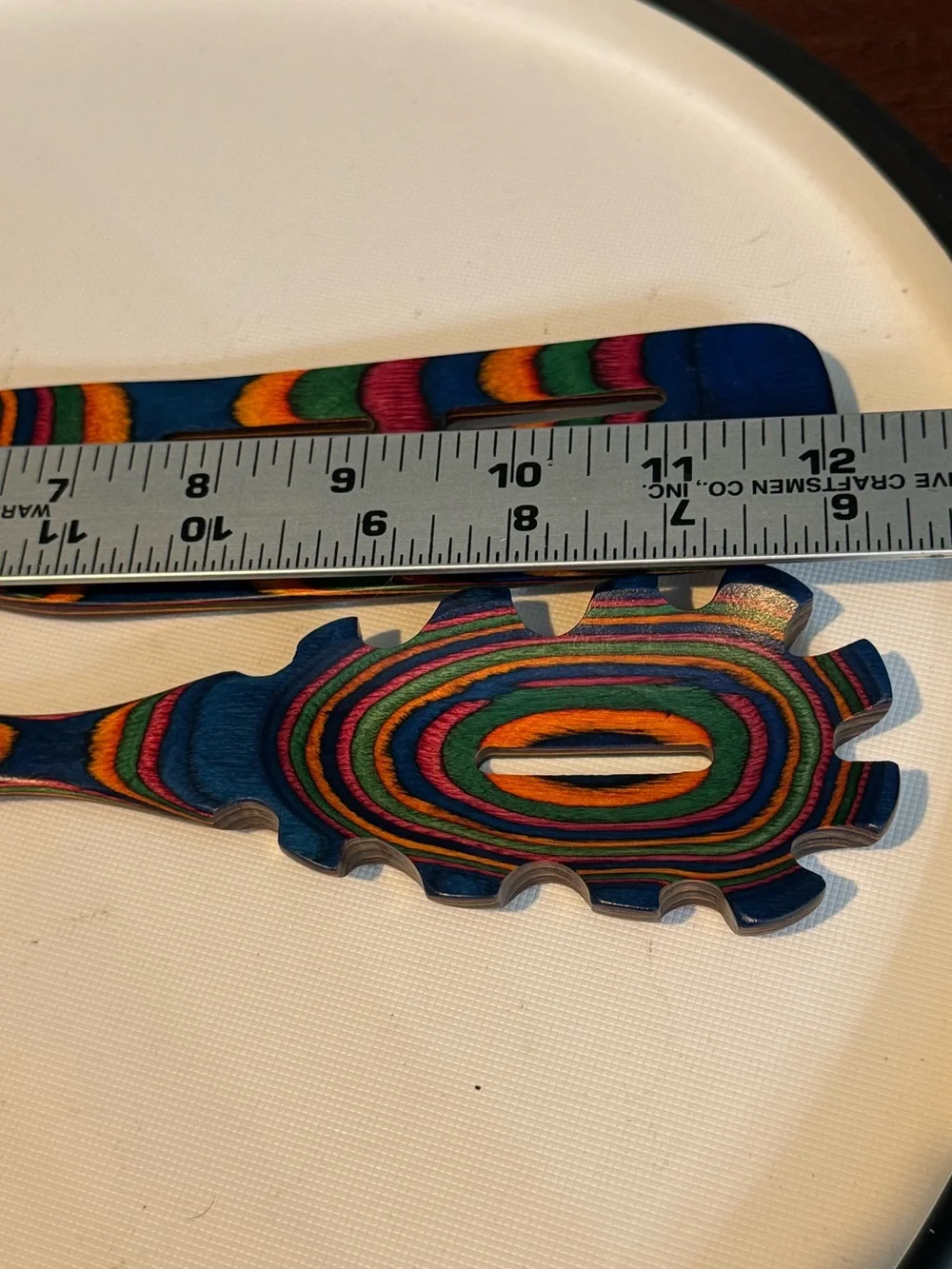 Pair of PAKKA Rainbow HARDWOOD UTENSILS - Spatula and Slotted Pasta Spoon